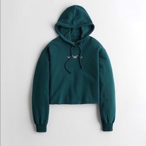 New embroidered cutoff hoodie Hollister